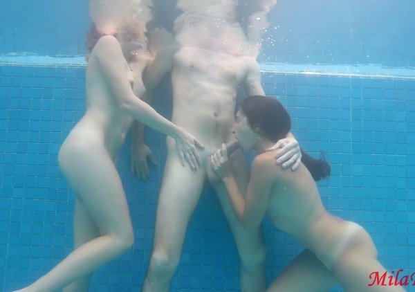 PublicFuck: Lisichka Mila - Threesome Sex In The Pool 1080p