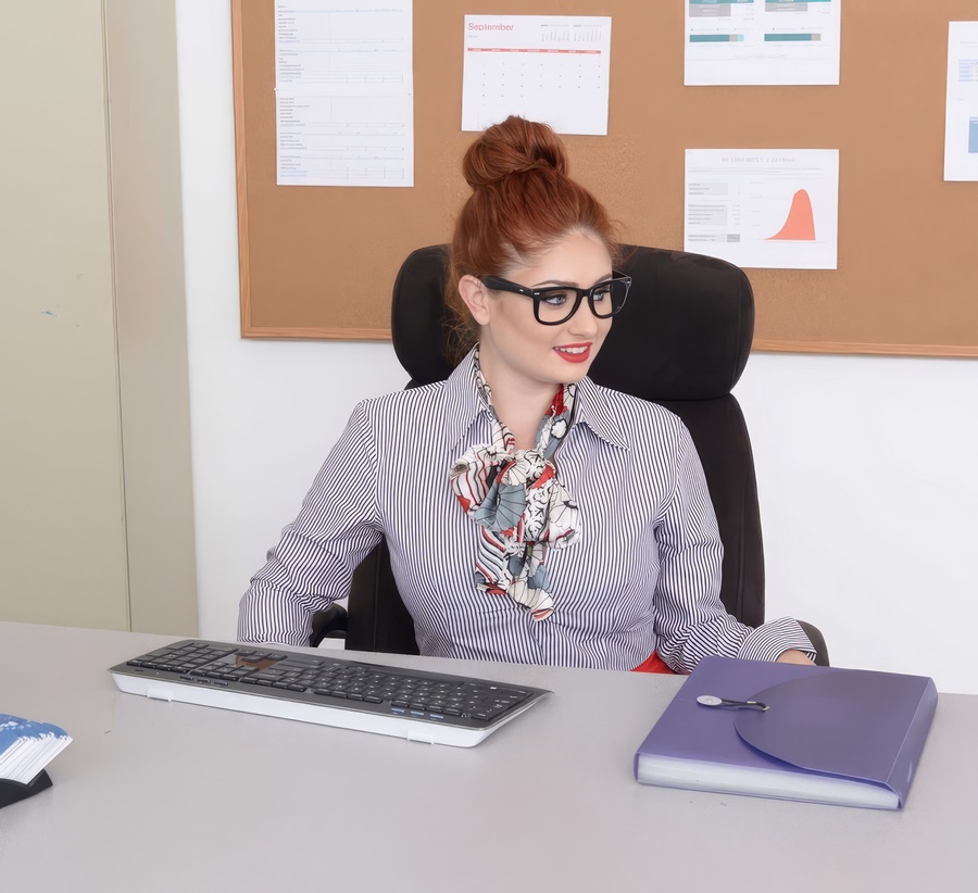 Lennox Luxe Busty Secretary With Red Lips Gets Fucked In The Office By Her Boss FullHD 1080p